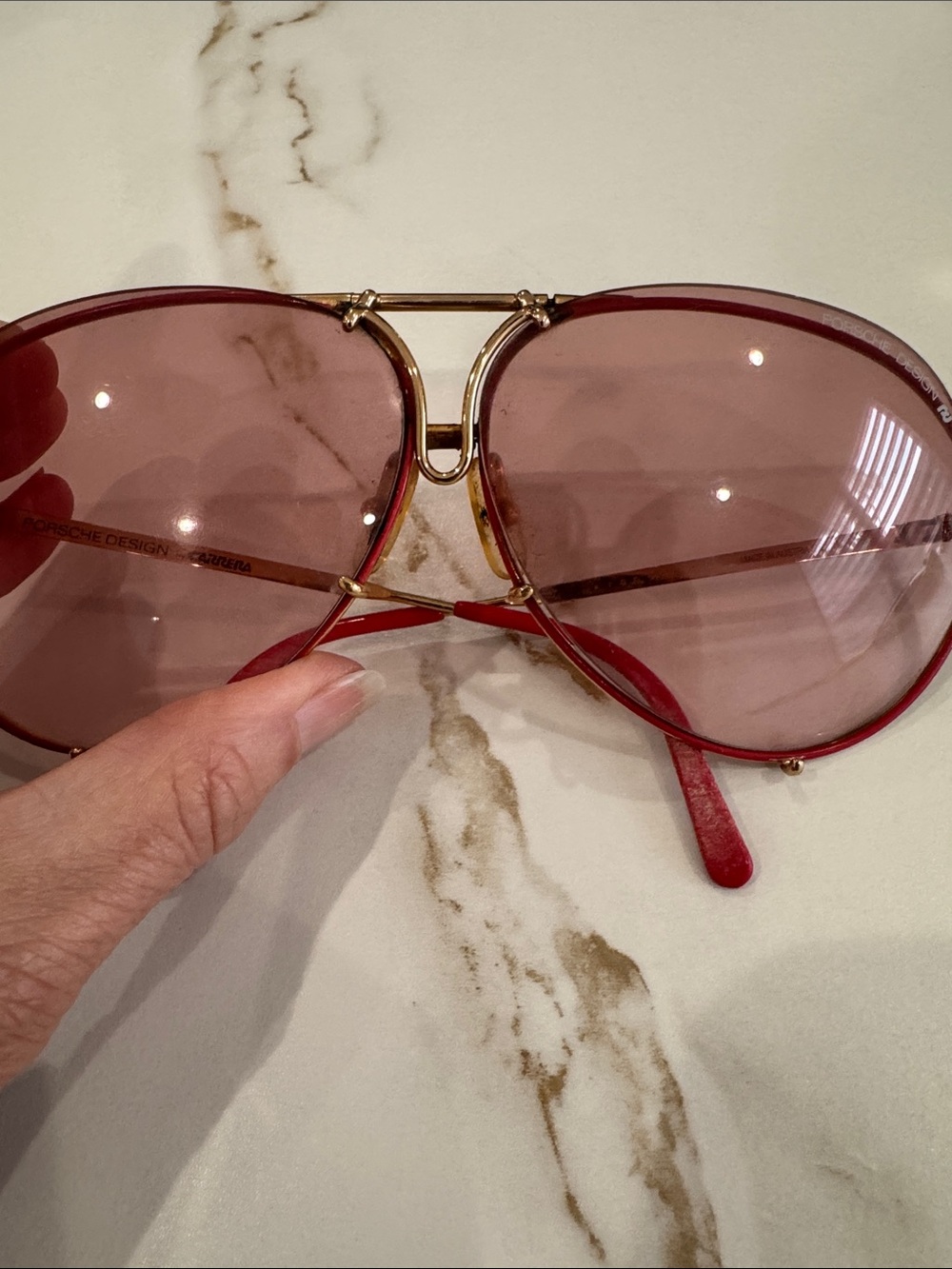 Porsche Design Red and Gold Aviator Sunglasses - Picture 7 of 13